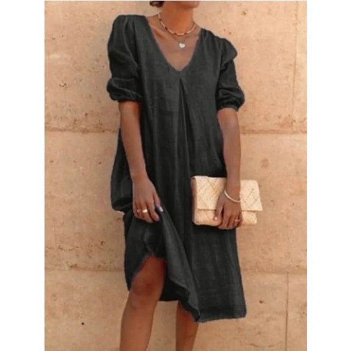 Elara Puff Sleeve Midi Dress