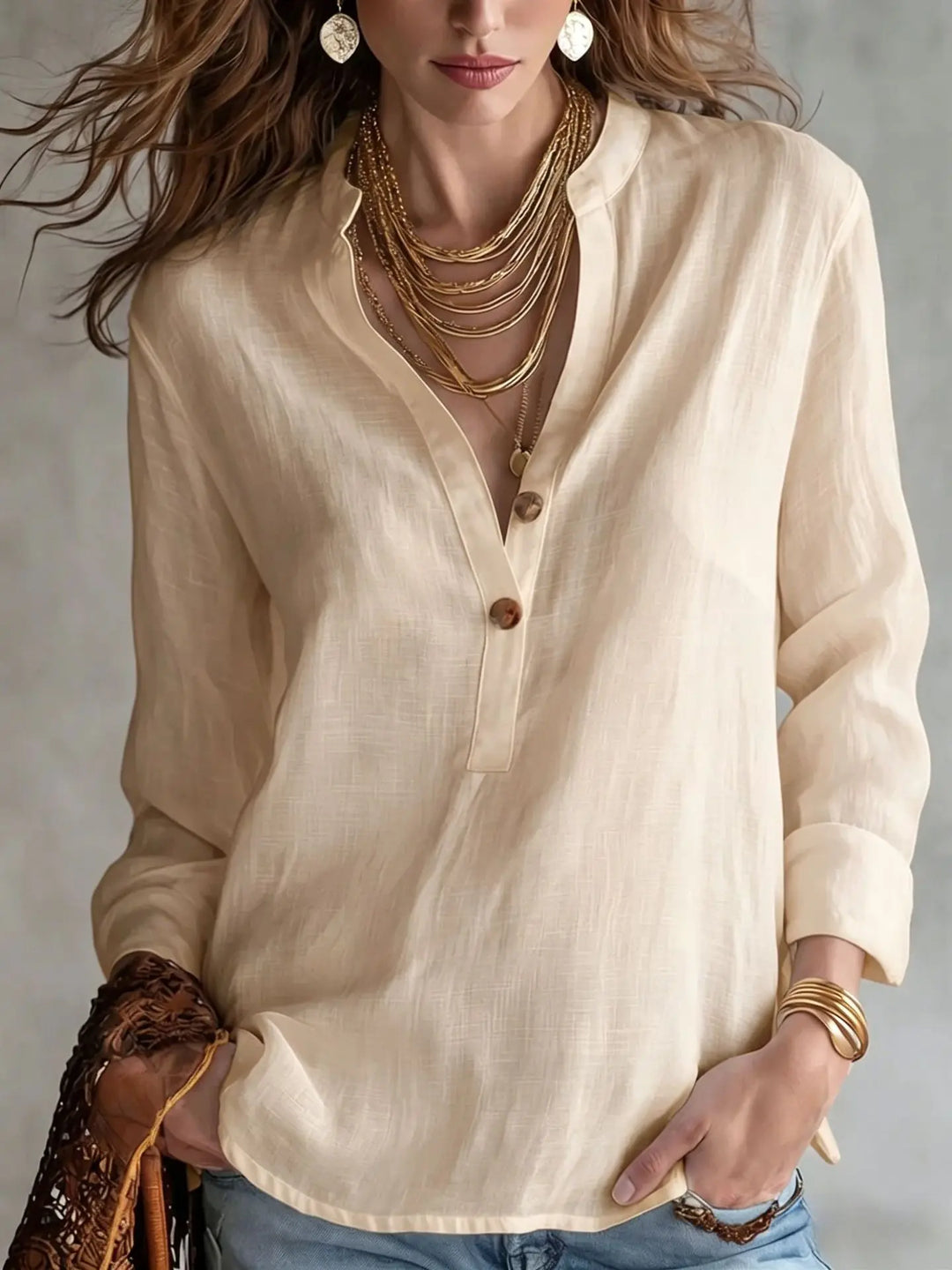 Aubrey Breathable Linen Blend Blouse