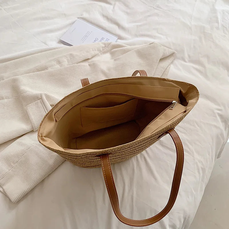 Sia Straw Woven Shoulder Bag