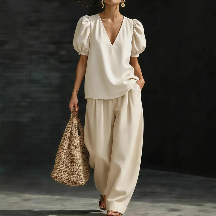 Kayla Puff Sleeve Wide Leg Set