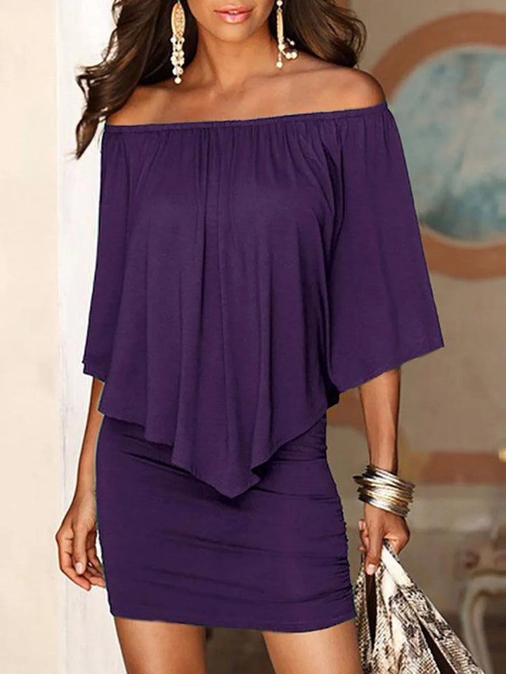 Nerina Elegant Draped Off Shoulder Mini Dress