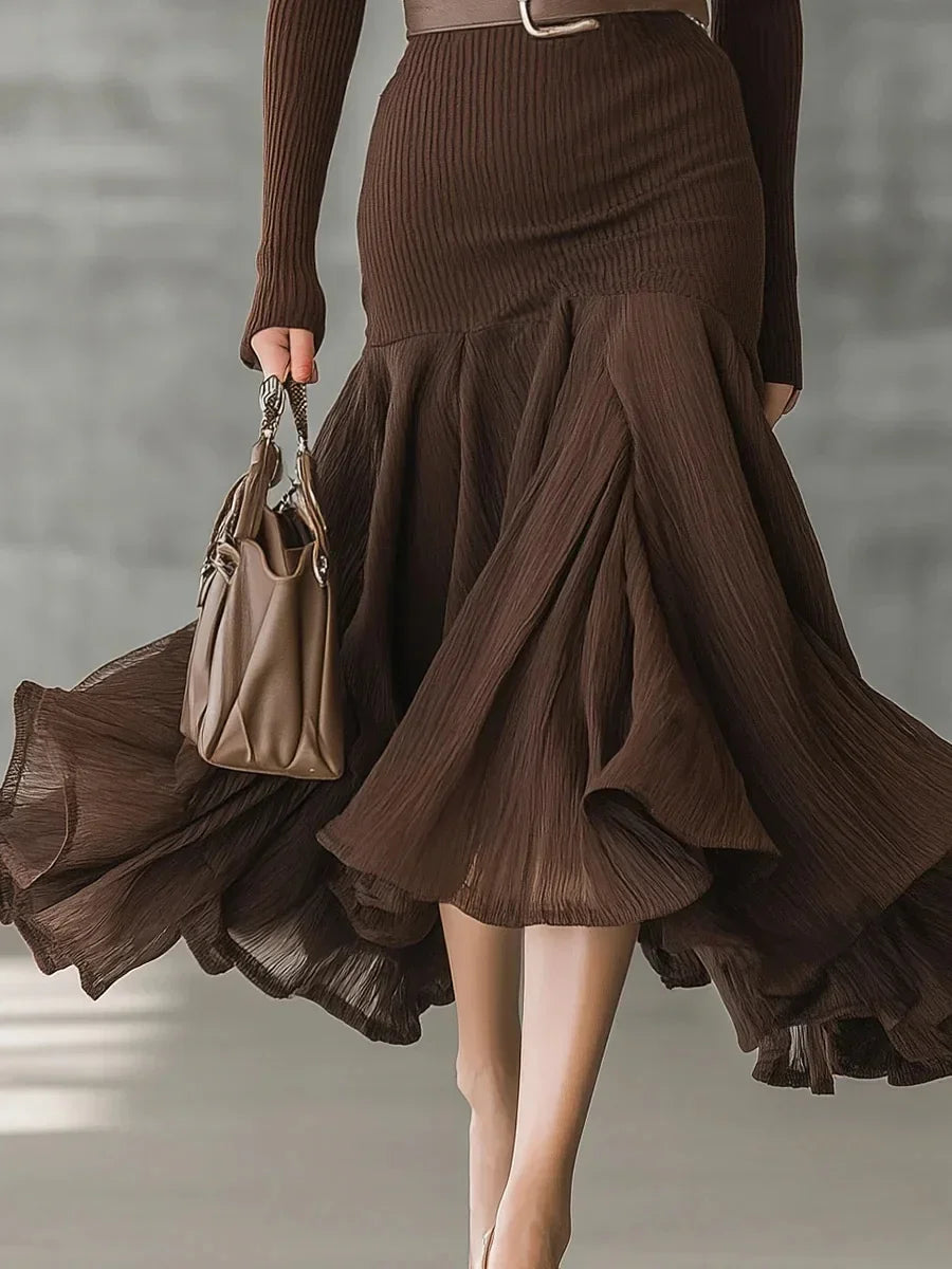 Viviette Ribbed Knit Midi Dress