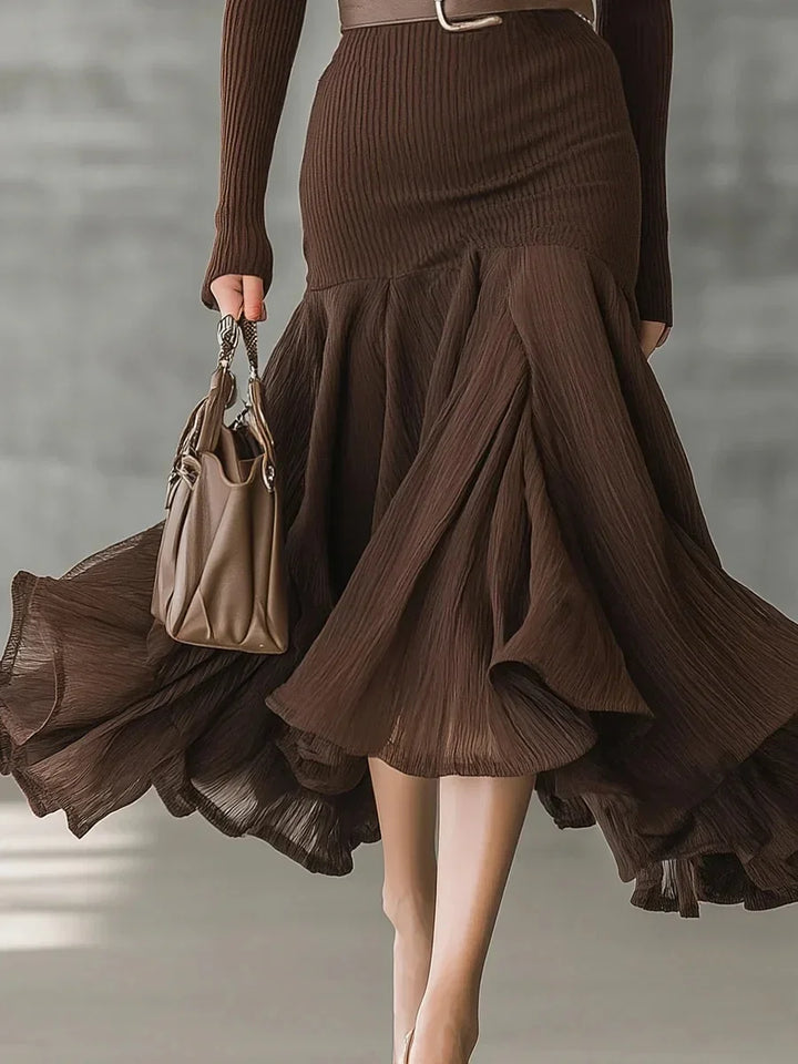 Viviette Ribbed Knit Midi Dress