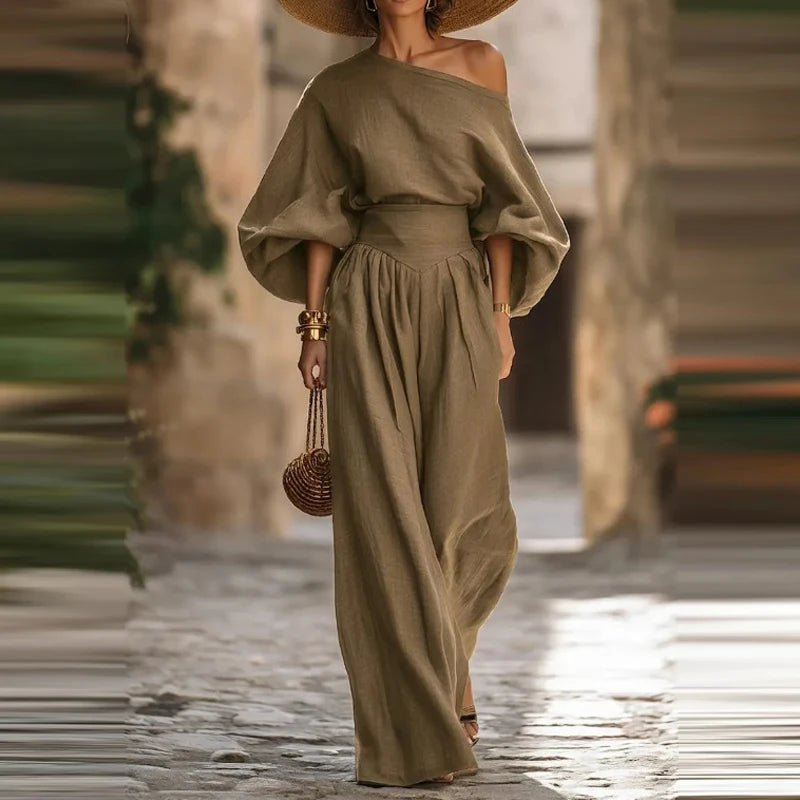 Vivienne One Shoulder Trouser Set