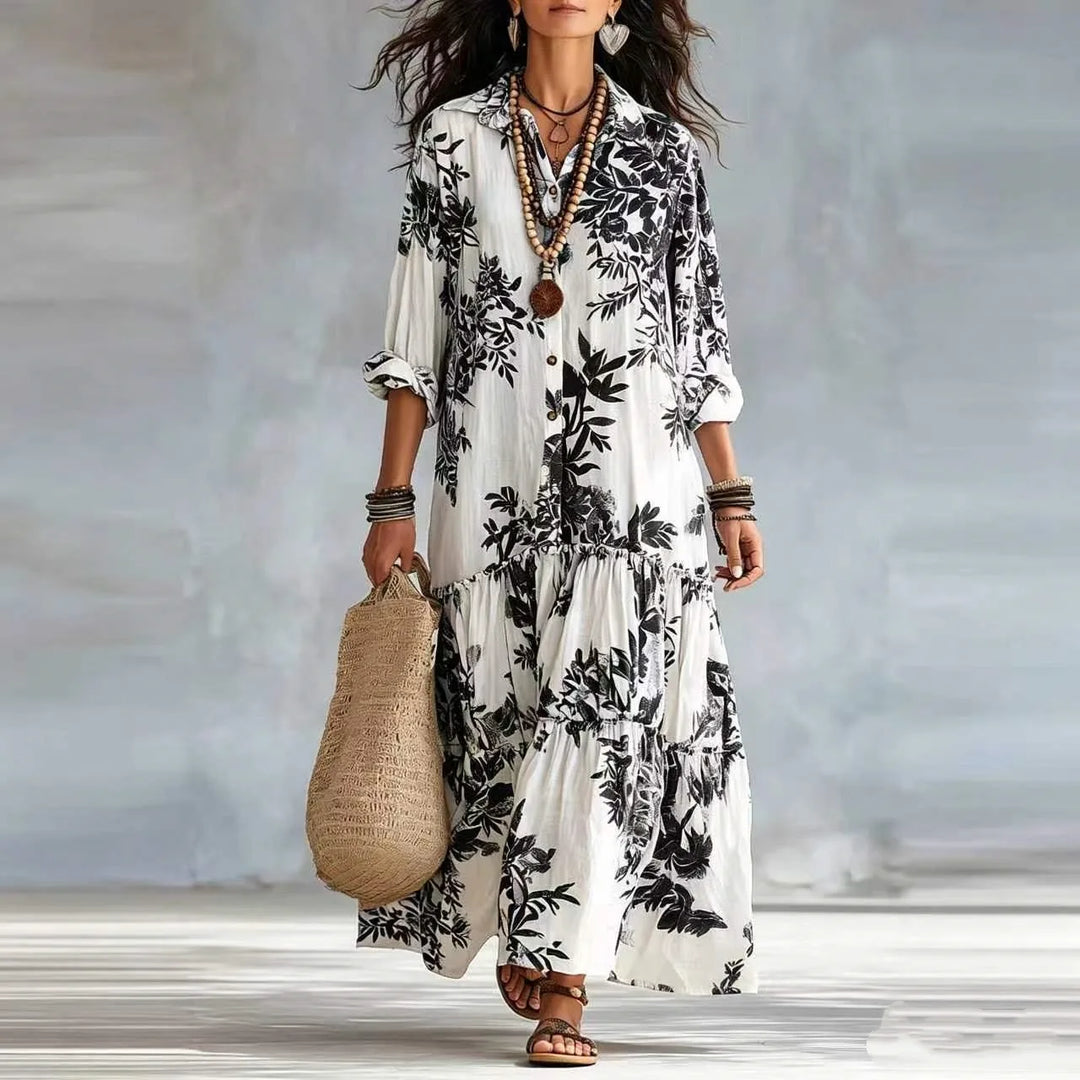 Delphine Floral Shirt Maxi Dress
