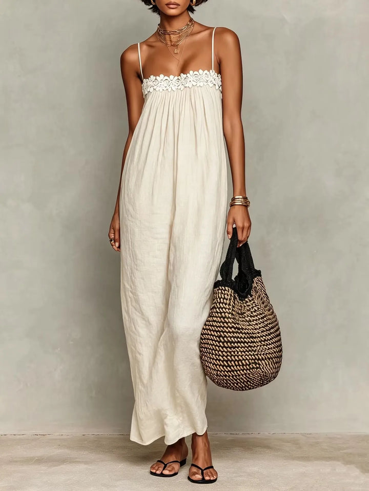 Zaria Contrast Trim Elegant Maxi Dress