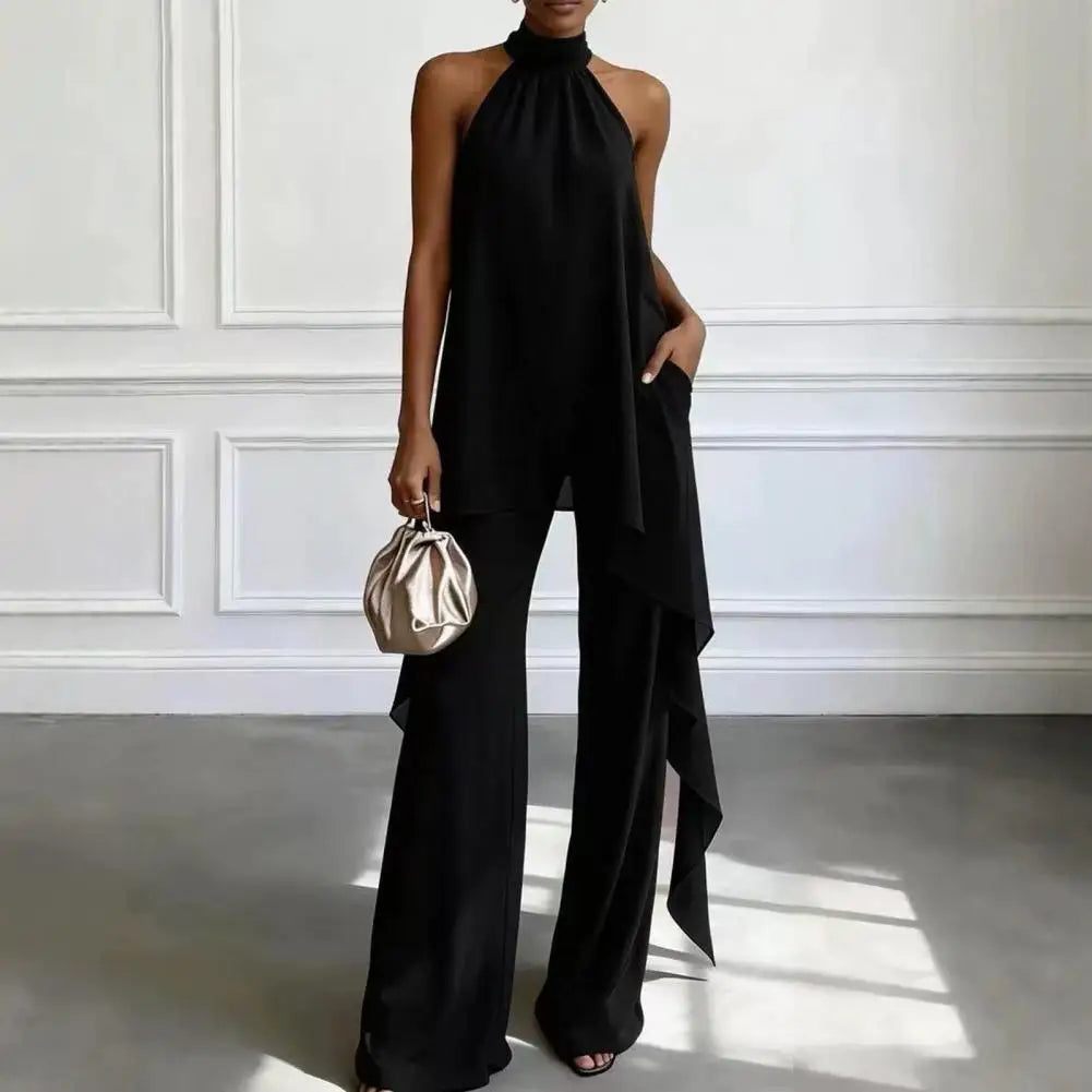 Kendall Draped Sleeveless Chiffon Matching Set