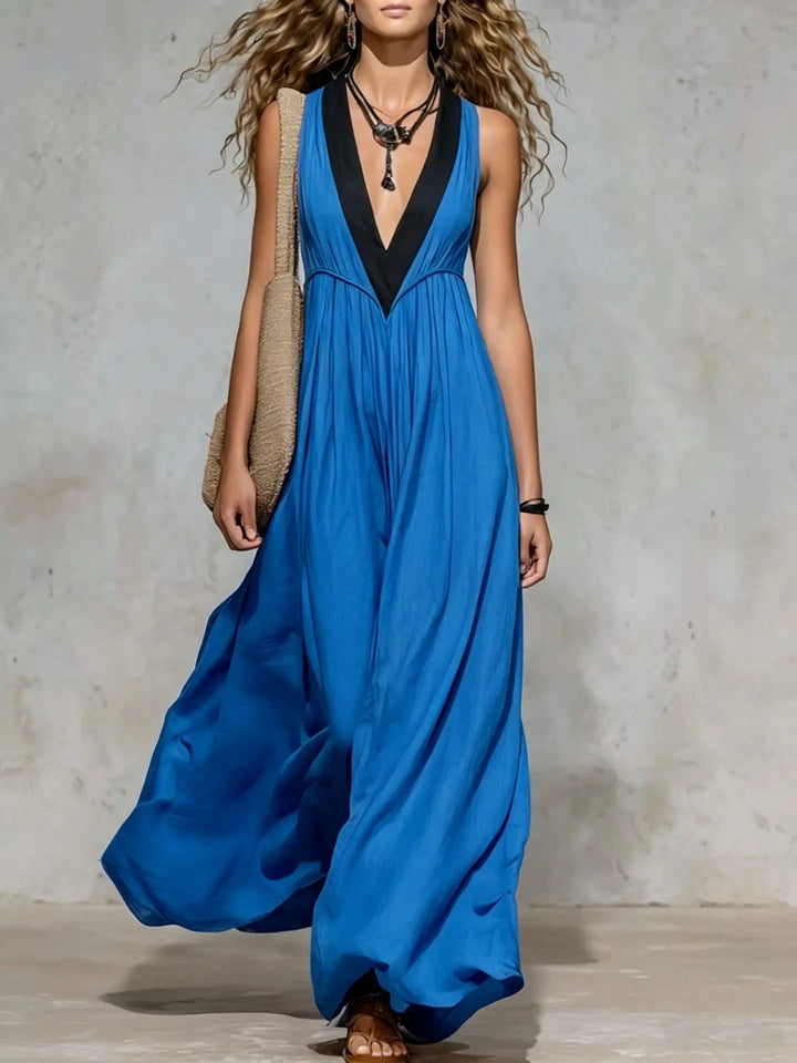 Christina V Neck Flowy Maxi Dress