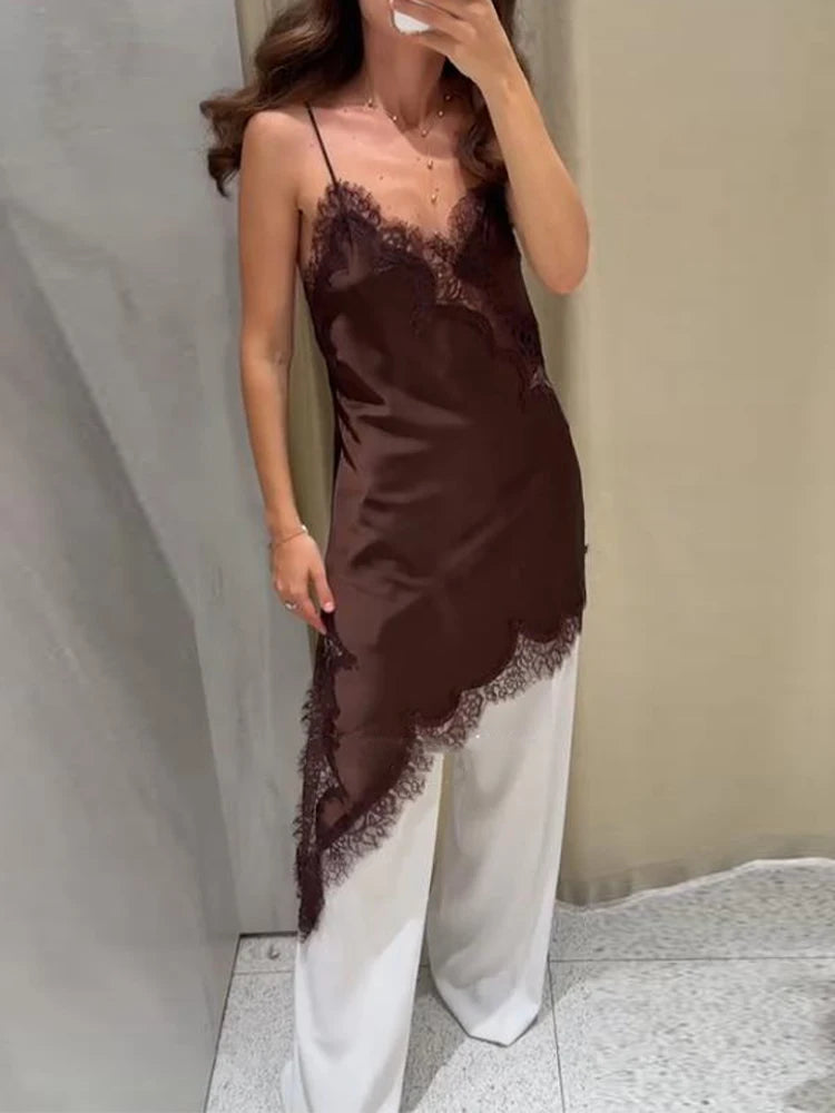 Natalia Satin Lace Mini Dress