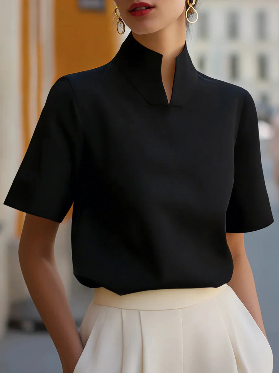 Natalie Structured Stand Collar Blouse