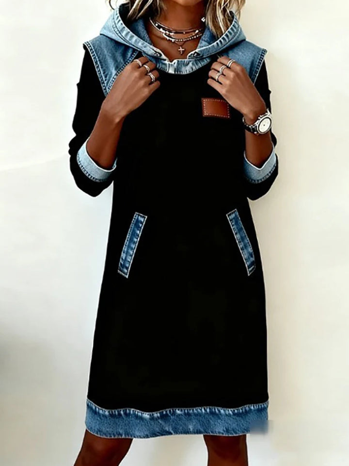 Celine Patchwork Denim Maxi Dress