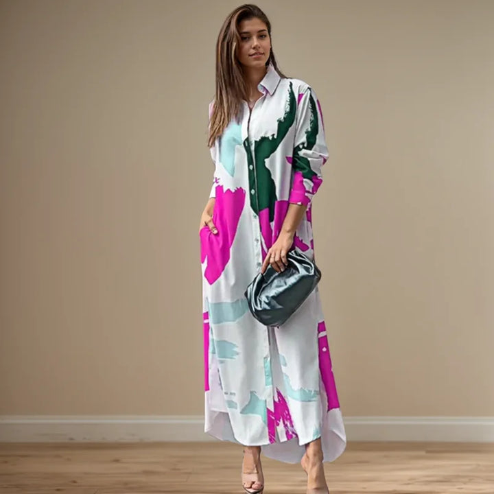 Aveline Abstract Shirt Maxi Dress