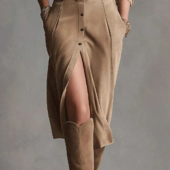 Delphine French Suede Midi Dress