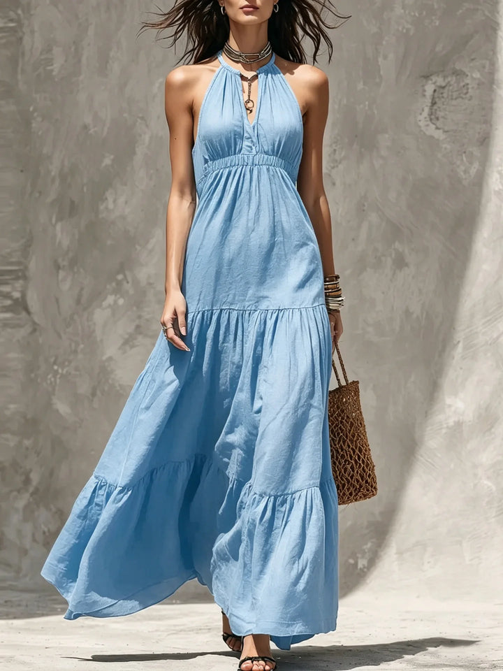 Marisol Bohemian Halter Tiered Maxi Dress