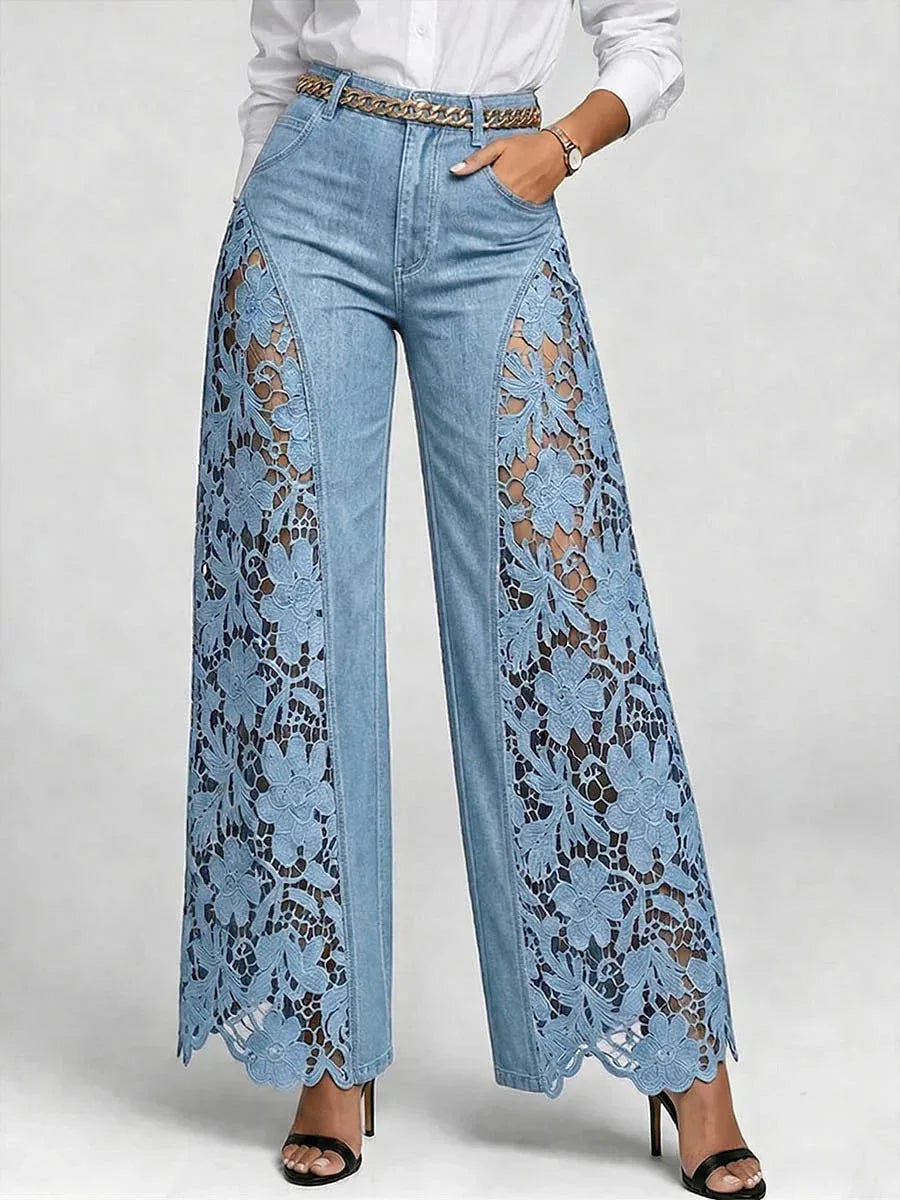 Noelle Floral Lace Wide Leg Pants