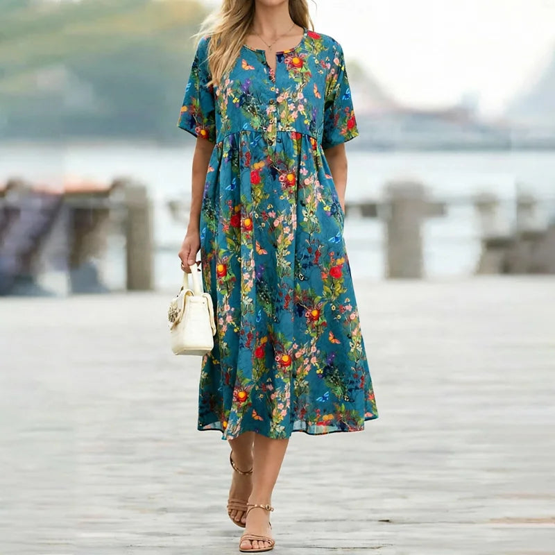 Adrienna Elegant Floral Midi Dress