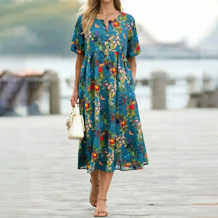 Adrienna Elegant Floral Midi Dress