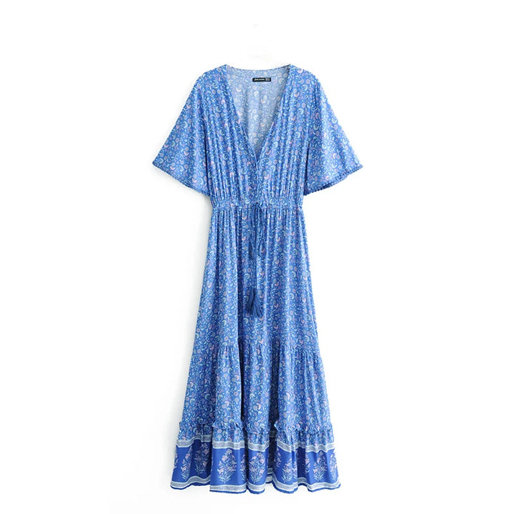 Josephine Drawstring Bohemian Maxi Dress