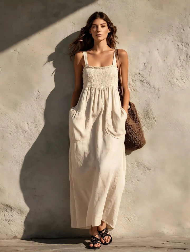 Marisol Shirred Pocket Maxi Dress
