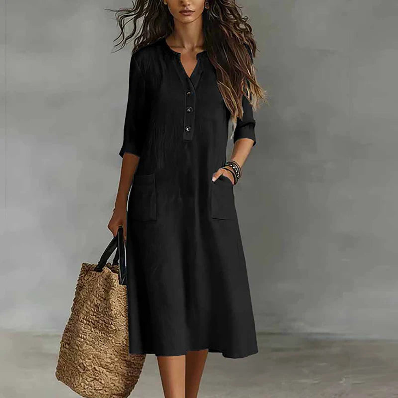 Piper Relaxed Linen Blend Midi Dress