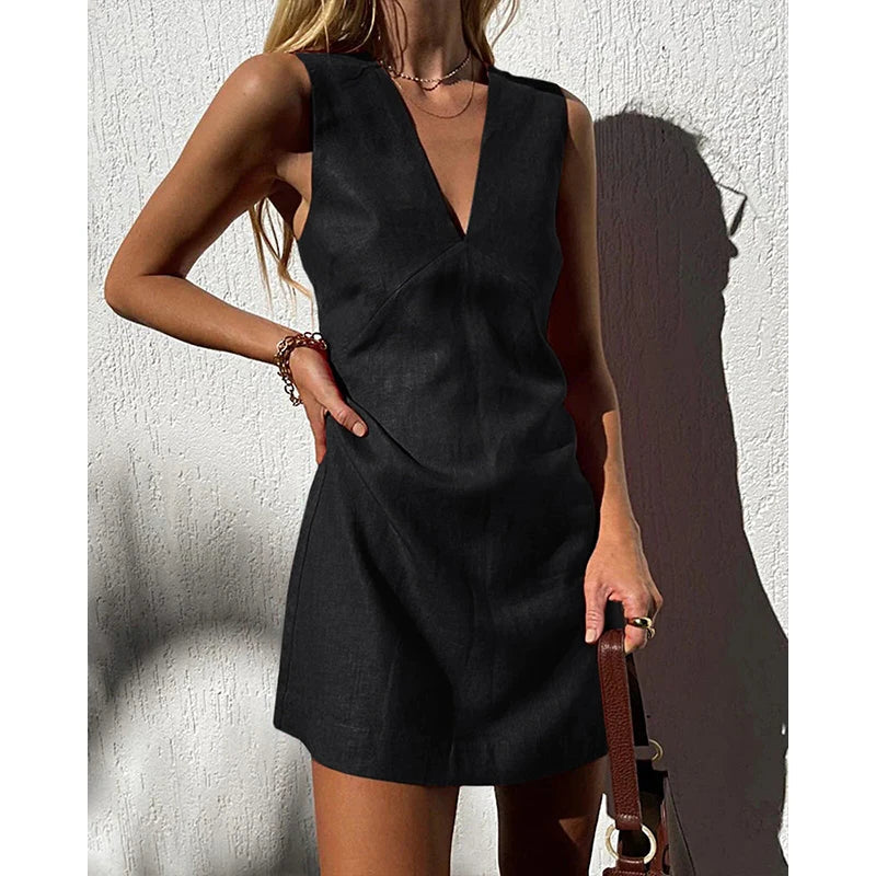 Patricia Sleeveless V Neck Mini Dress