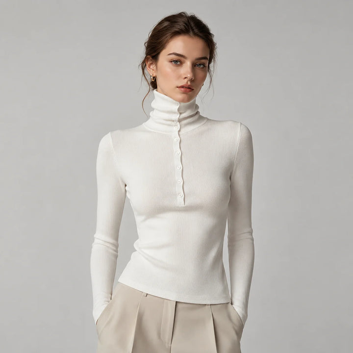 Elodie Ribbed Mock Neck Top