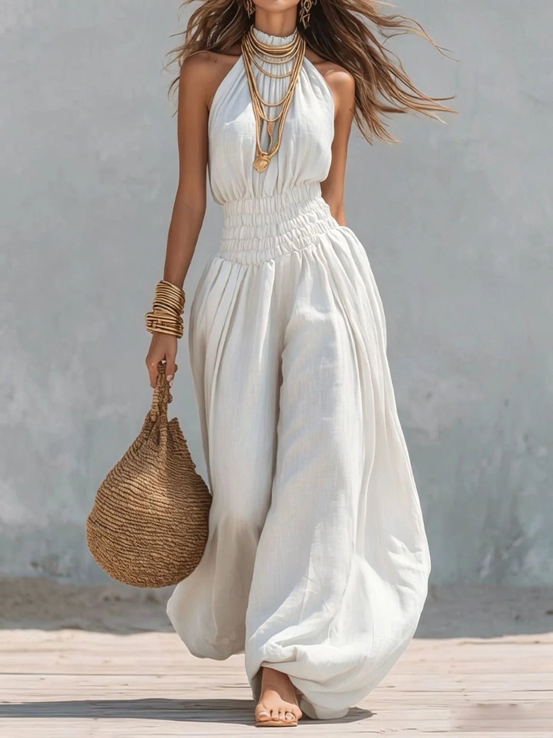Georgia Breezy Sleeveless Halter Harem Jumpsuit