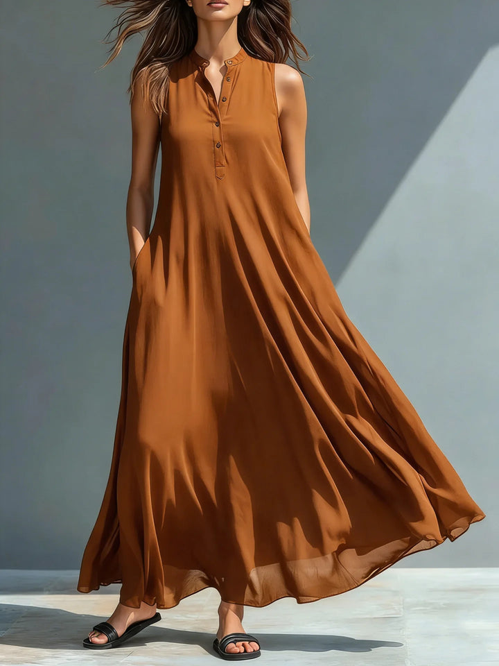 Vienna Elegant Sleeveless V Neck Midi Dress