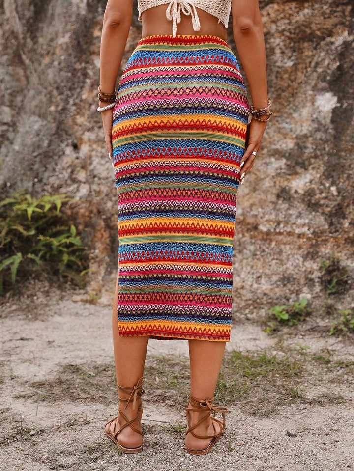 Maren Bohemian Stripe Midi Skirt