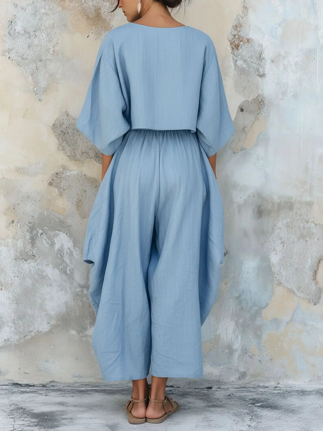 Avery Linen Cotton Wide Leg Pants Set