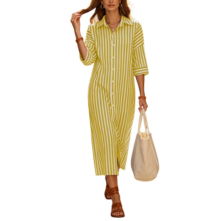 Caroline Striped Midi Shirt Dress