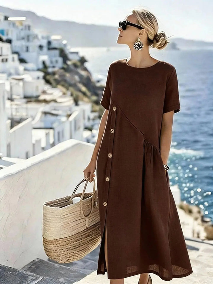 Emmeline Relaxed Short Sleeve Midi Dress