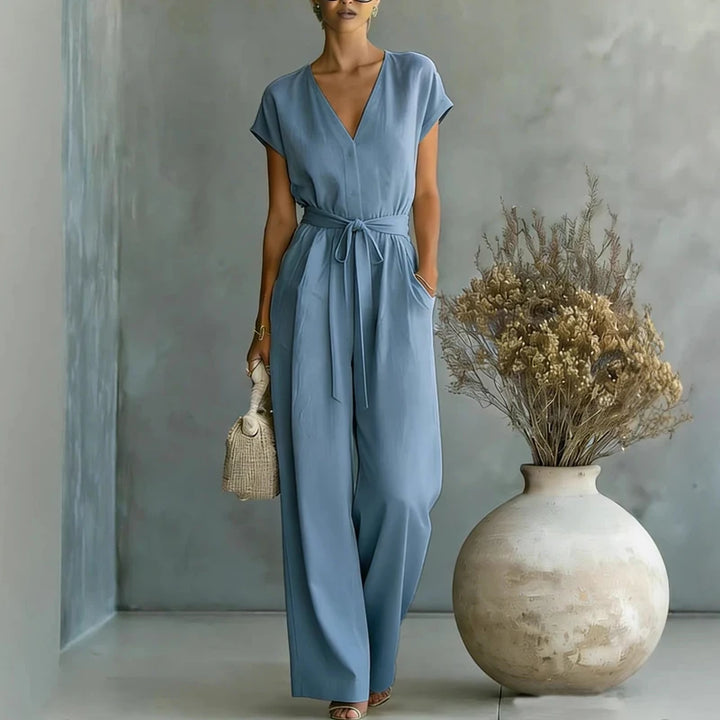 Kyrella Linen V Neck Jumpsuit