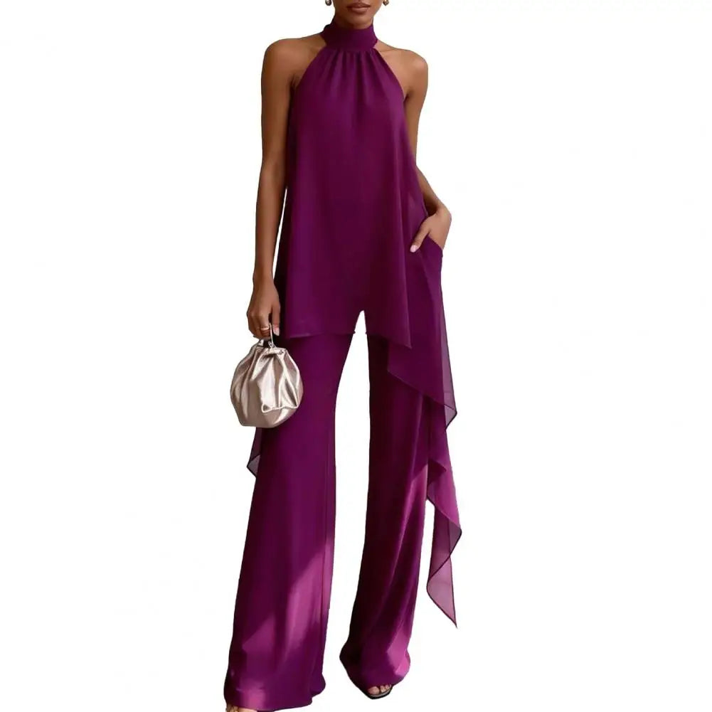 Kendall Draped Sleeveless Chiffon Matching Set