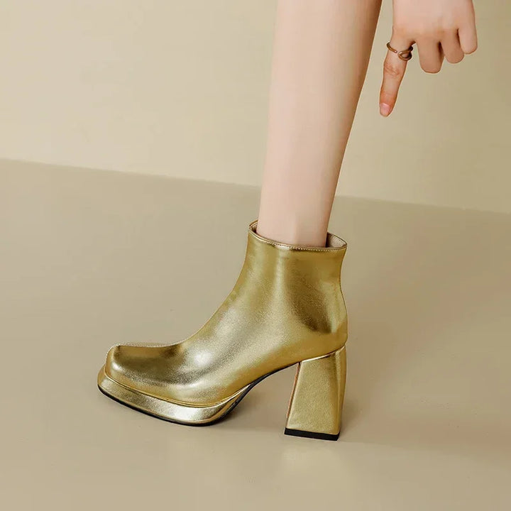 Bianca Metallic Platform Ankle Boots
