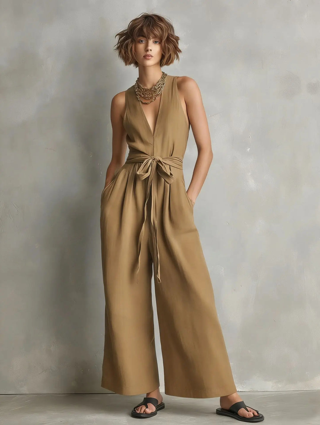 Emery Relaxed V Neck Jumpsuit