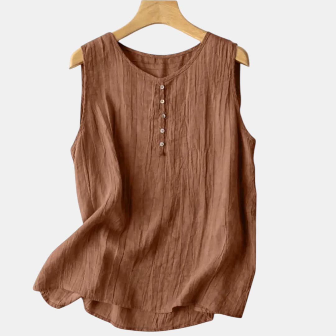 Elodie Sleeveless Linen Blouse