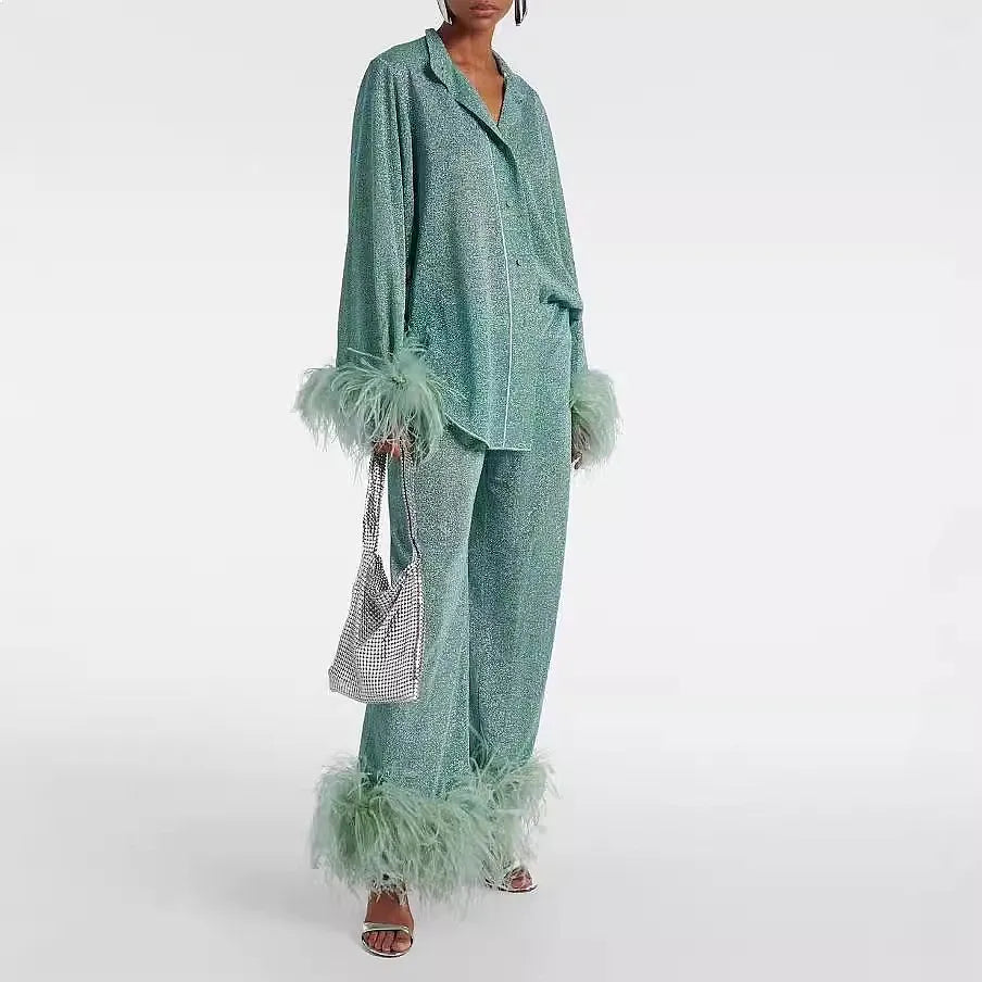 Sorena Feather Trim Matching Set