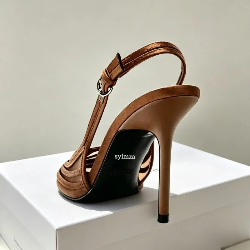Mary Mesh Pointed Toe Slingback Heels