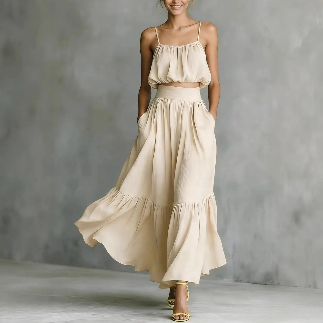 Harper Flowy Crop Top Skirt Set