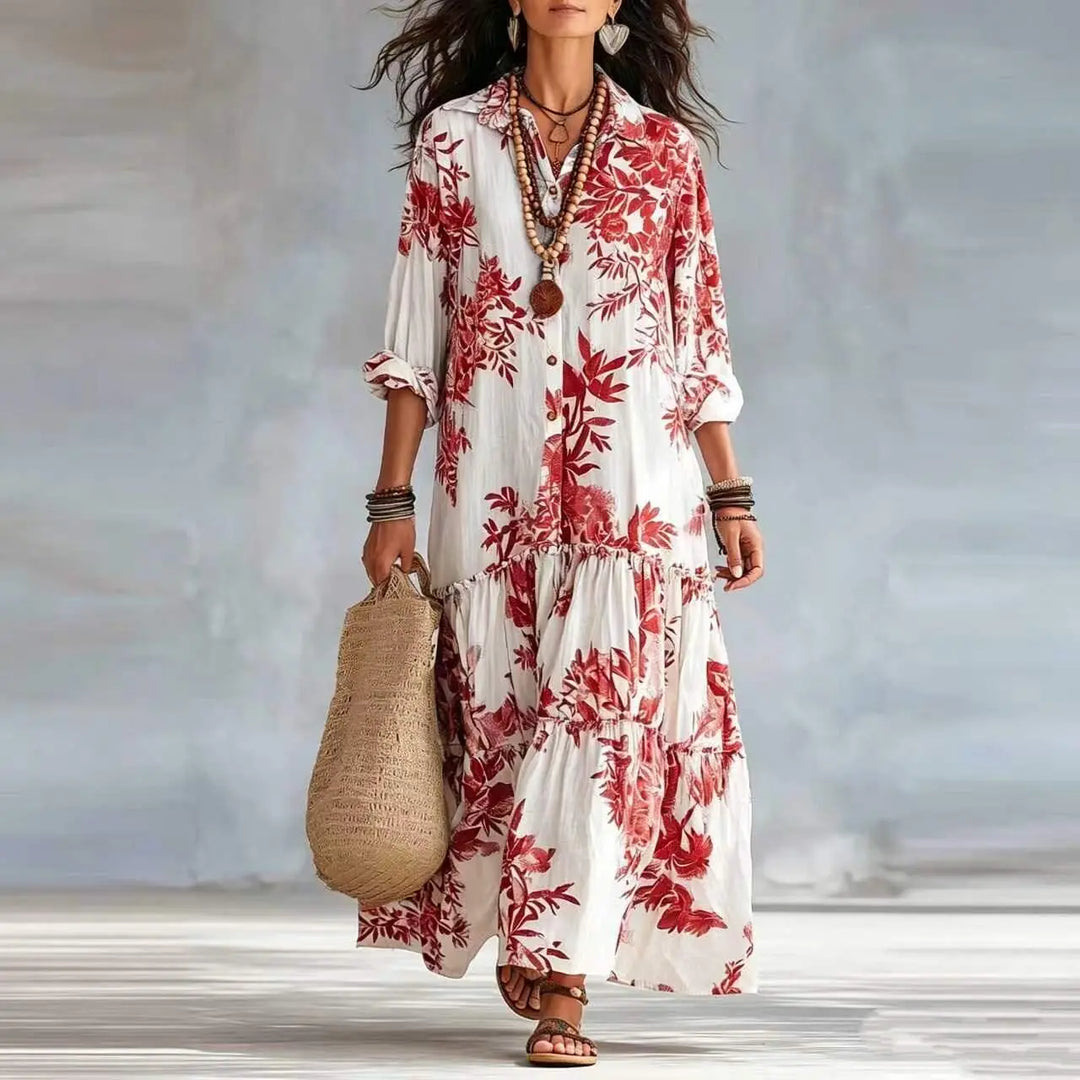 Delphine Floral Shirt Maxi Dress