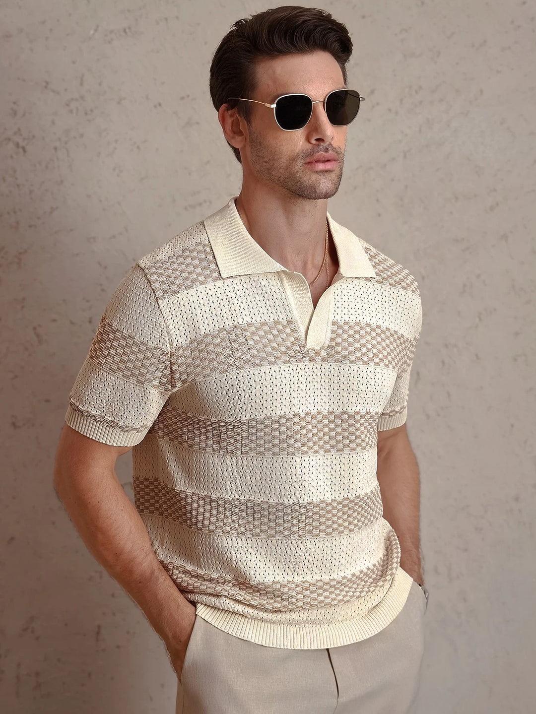 Brooks Striped Knit Polo Shirt