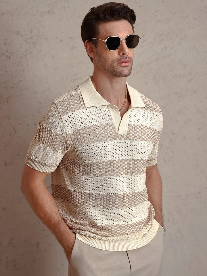 Brooks Striped Knit Polo Shirt