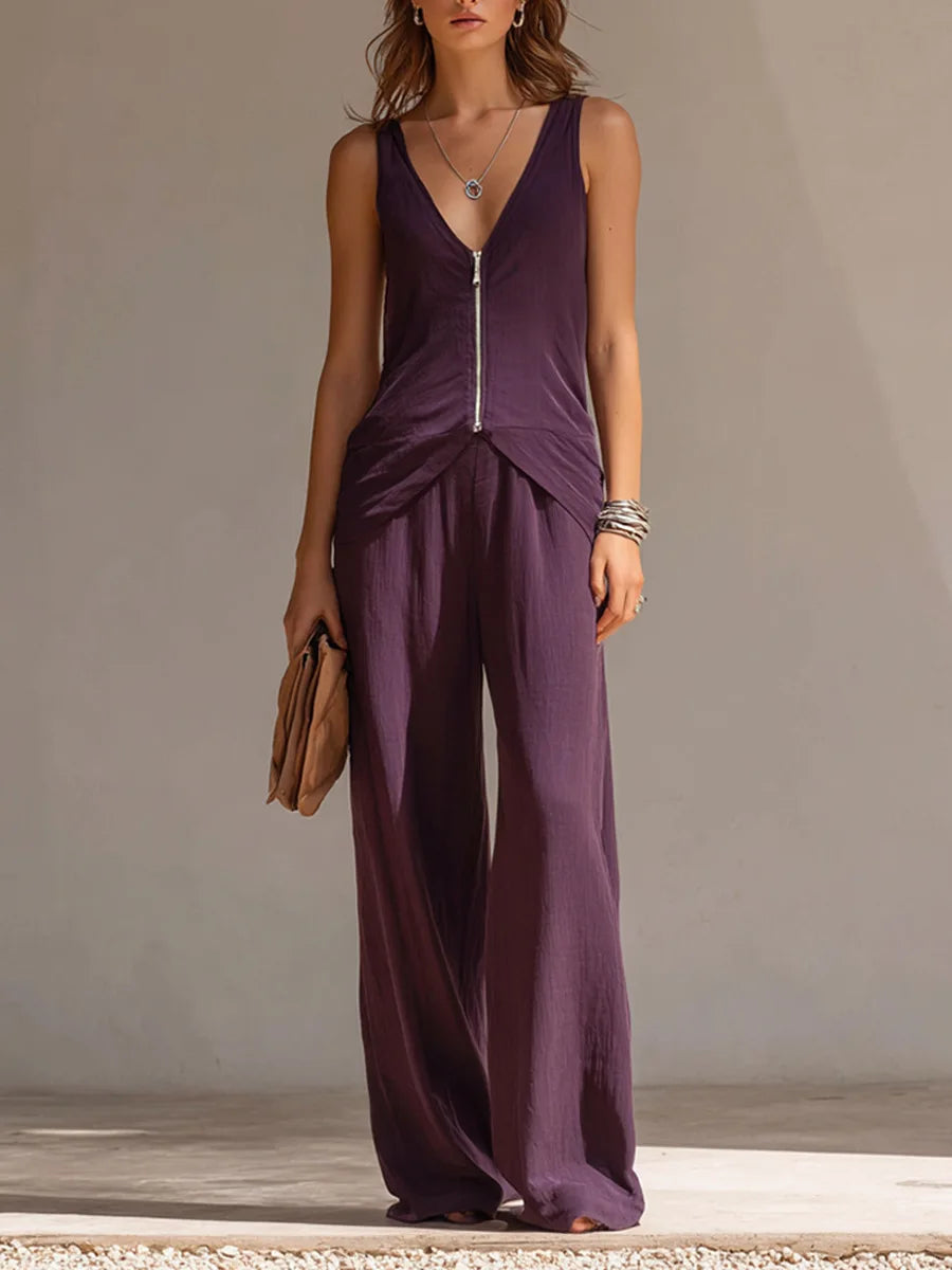 Lennora Zip Front Trouser Set