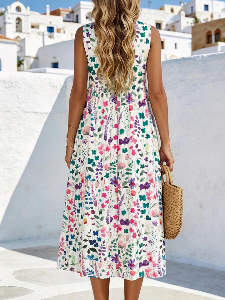 Karen Floral Sleeveless Midi Dress