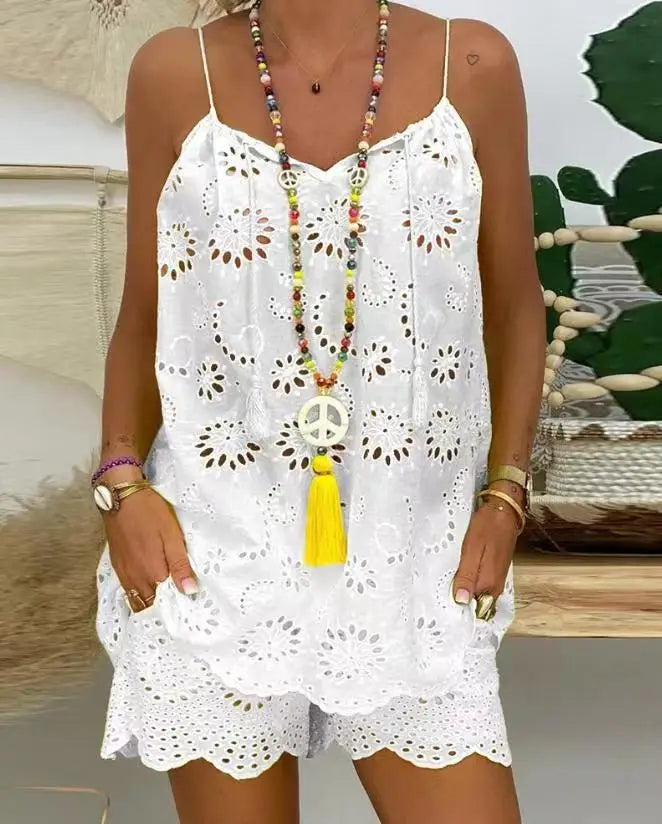 Bianca Soft Ruffled Embroidery Casual Set