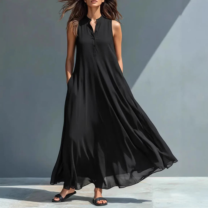 Vienna Elegant Sleeveless V Neck Midi Dress