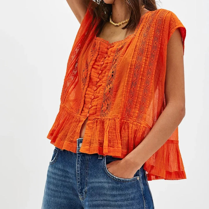 Kiana Ruffle Hem Sleeveless Blouse