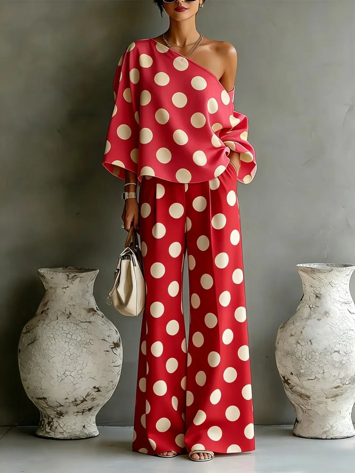 Winslow Polka Dots One Shoulder Matching Set