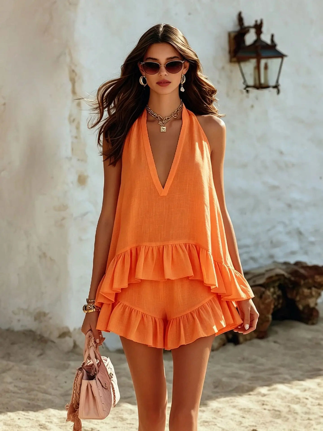 Isla Casual Ruffle Top Two-Piece Set